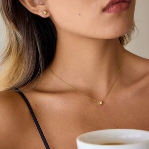 18K Gold Plated Stud Earrings and Necklace Set